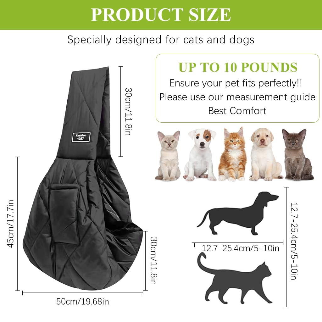 Qpets Pet Carrier Bag, Cat Dogs Sling Carrier Sling Bag Soft Comforting Bag with Wide Shoulder Soft Shoulder Strap Travel Pet Carrier Dog with Side Pockets
