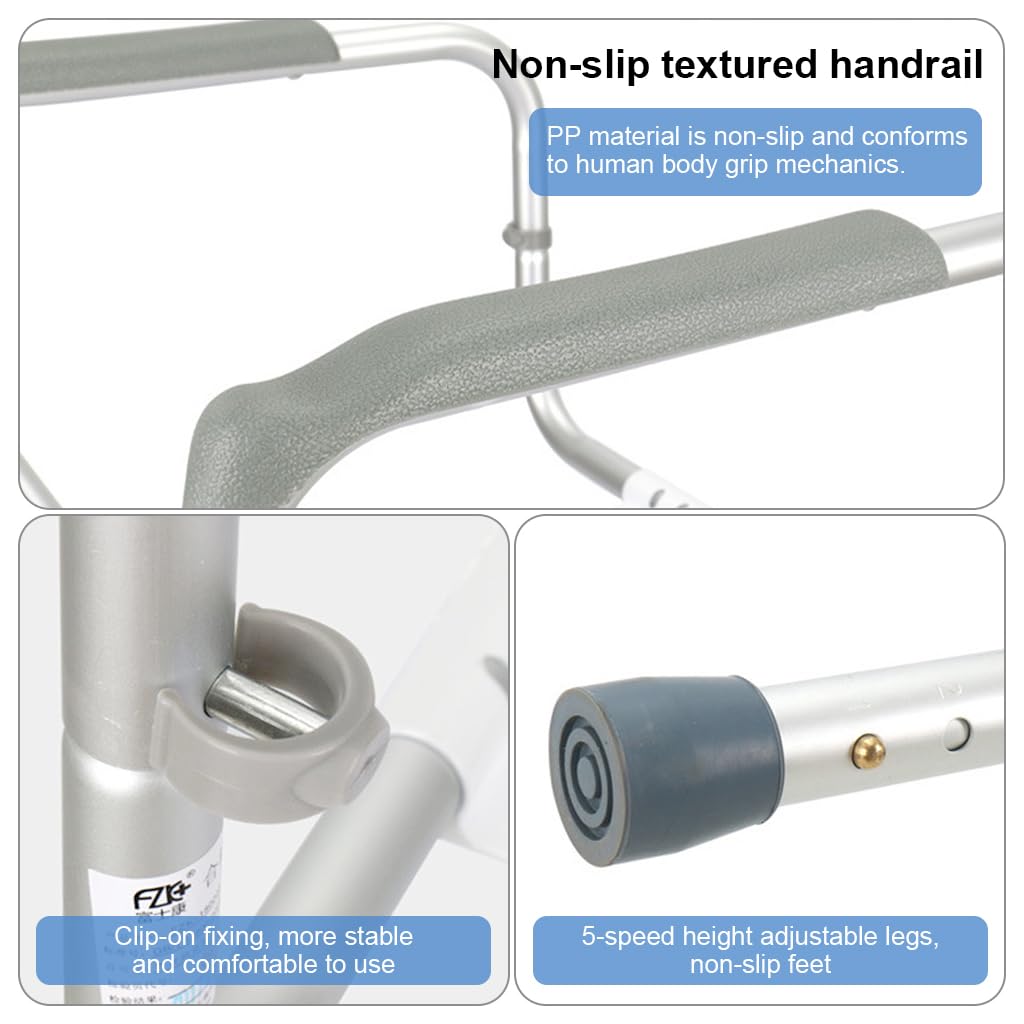 HANNEA Toilet Seat Handrail Adjustable Toilet Handrail Assembly Aluminum Alloy Toilet Grab Bar Anti-slip Stand Up Assist Toilet Grab Bar for Elderly, Pregnant Women Universal Toilet Handrail