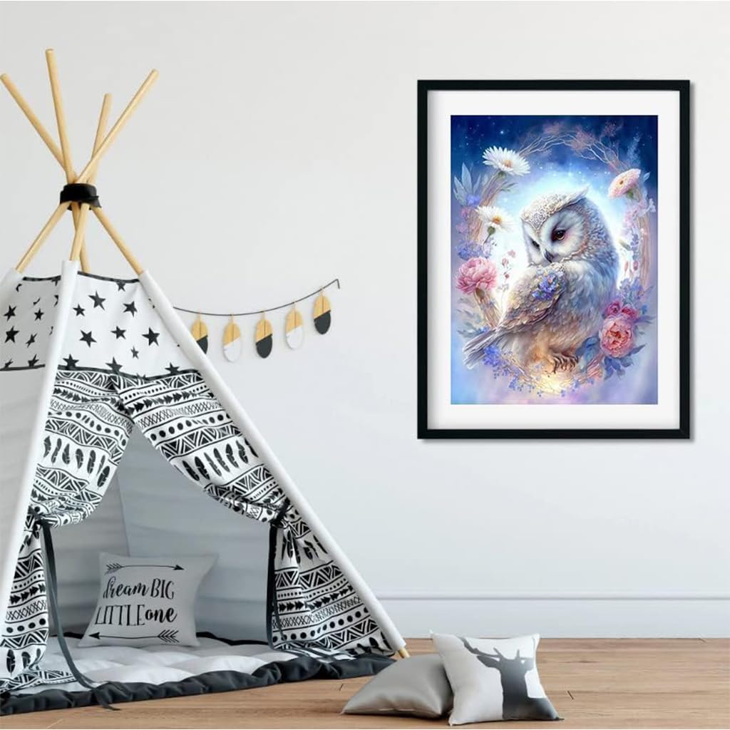 HASTHIP Diamond Painting Kit, 11.8x15.7inch Owl Diamond Painting, 5D Diamond Painting Kit for Adults & Kids, Suitable for Home Leisure and Wall Decoration, Gift for Kids and Adults