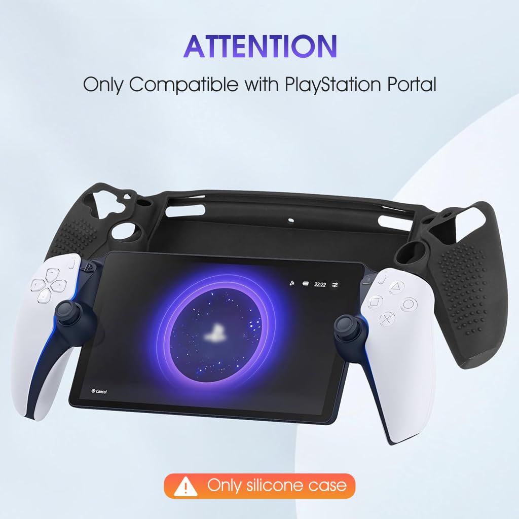 ZORBES Silicone Cover for Sony PlayStation Portal Case Protective Silicone Skin Cover Anti-slip Controller Grip Design Fashion Black Silicone Cover Case for Sony PlayStation Portal