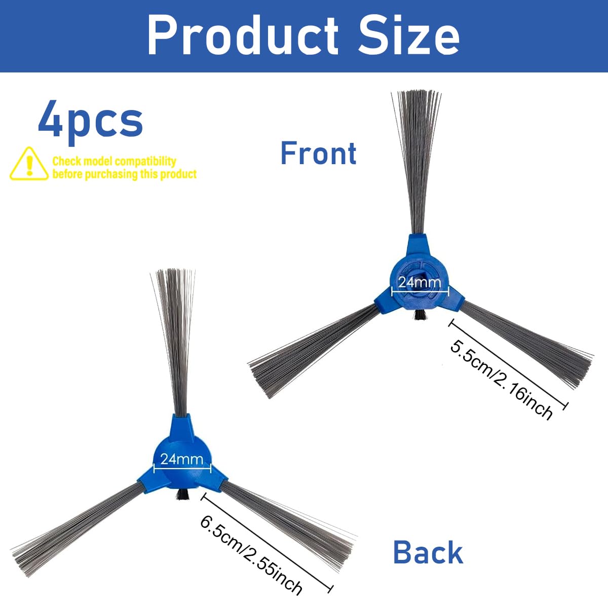 Verilux 4pcs Replacement Side Brushes for Floor Sweeper EUFY 11S RoboVac 30 11 MAX 15C Universal Vacuum Floor Cleaner Robot Replacement Side Brush Floor Sweeper Accessories
