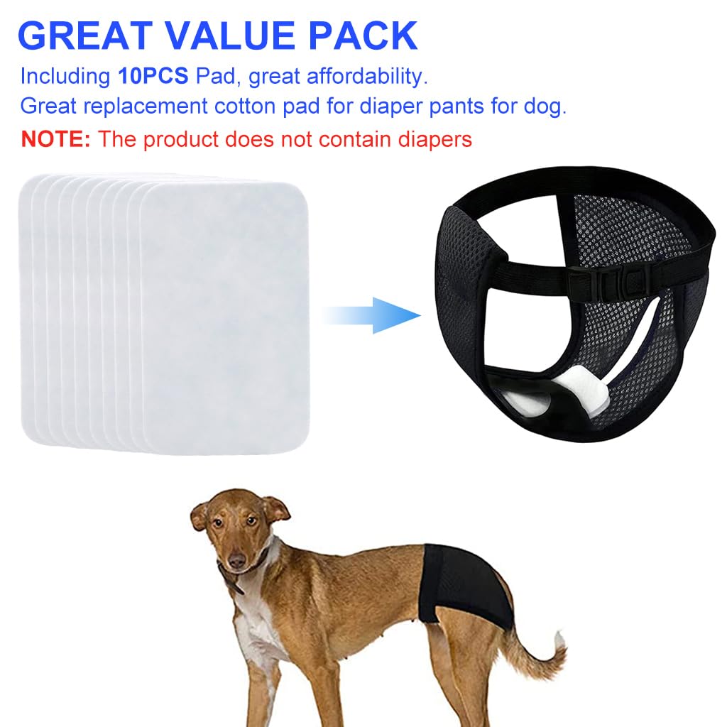 Qpets 10pcs Replacement Absorption Cotton Pads for Female Dog Diaper Breathable Comfort Cotton Pad for Beagle, Dachshund, Sheitie, Size M, 11 * 11 * 2cm