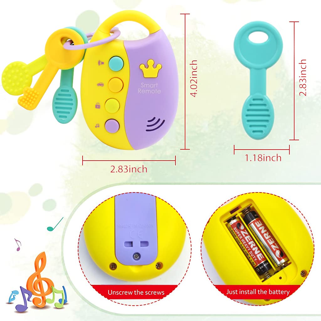 PATPAT Musical Smart Remote Key Toys for Baby, Fake Car Toy Keys with Sound and Lights, Fun and Educational Key Toys, Built-in 12 Melodies Soothing Music, Early Educational Toy for Children
