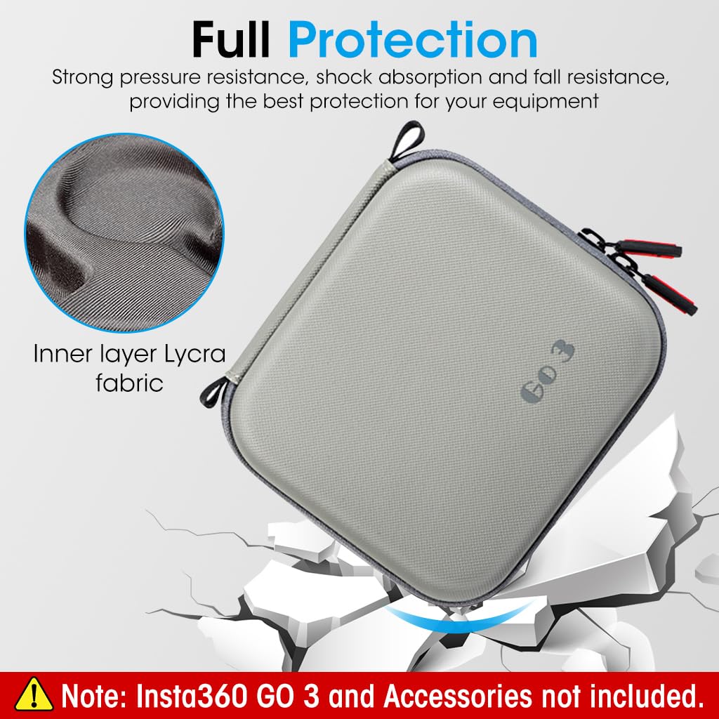 ZORBES Carrying Case for Insta360 GO 3 Accessory Bag for Insta360 GO 3 Storage Case with Hand Strap Travel Case for Insta360 GO 3 Action Camera, Not Include Insta360 GO 3
