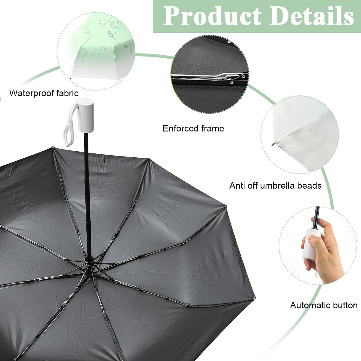 PALAY Automatic Folding Umbrella for Women Rain & Sun Proof, UV Umbrella with 8 Strong Fiber Ribs, Gradient Modern Style Umbrella for Travel, UPF 50 + Auto Open Umbrella for Sun Protection
