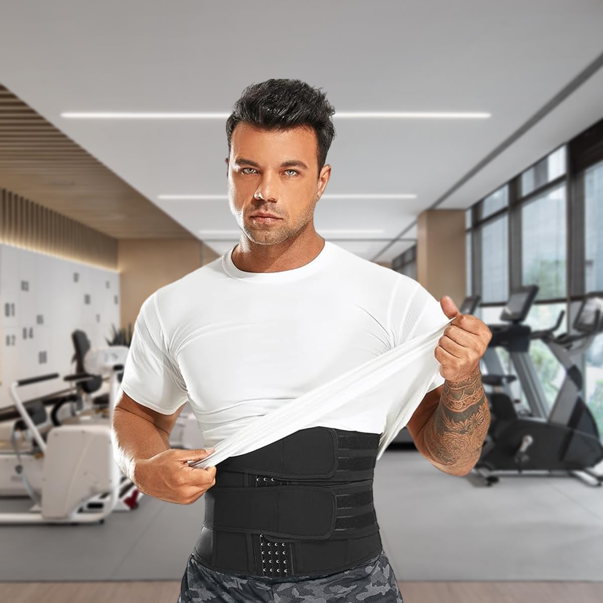 Proberos Fitness Compression Waist Band Neoprene Waist Trimmer Unisex Adjustable Waist Support Wrap Waist Trainer for Running, Weightlifting, Lumbar Support, Size L
