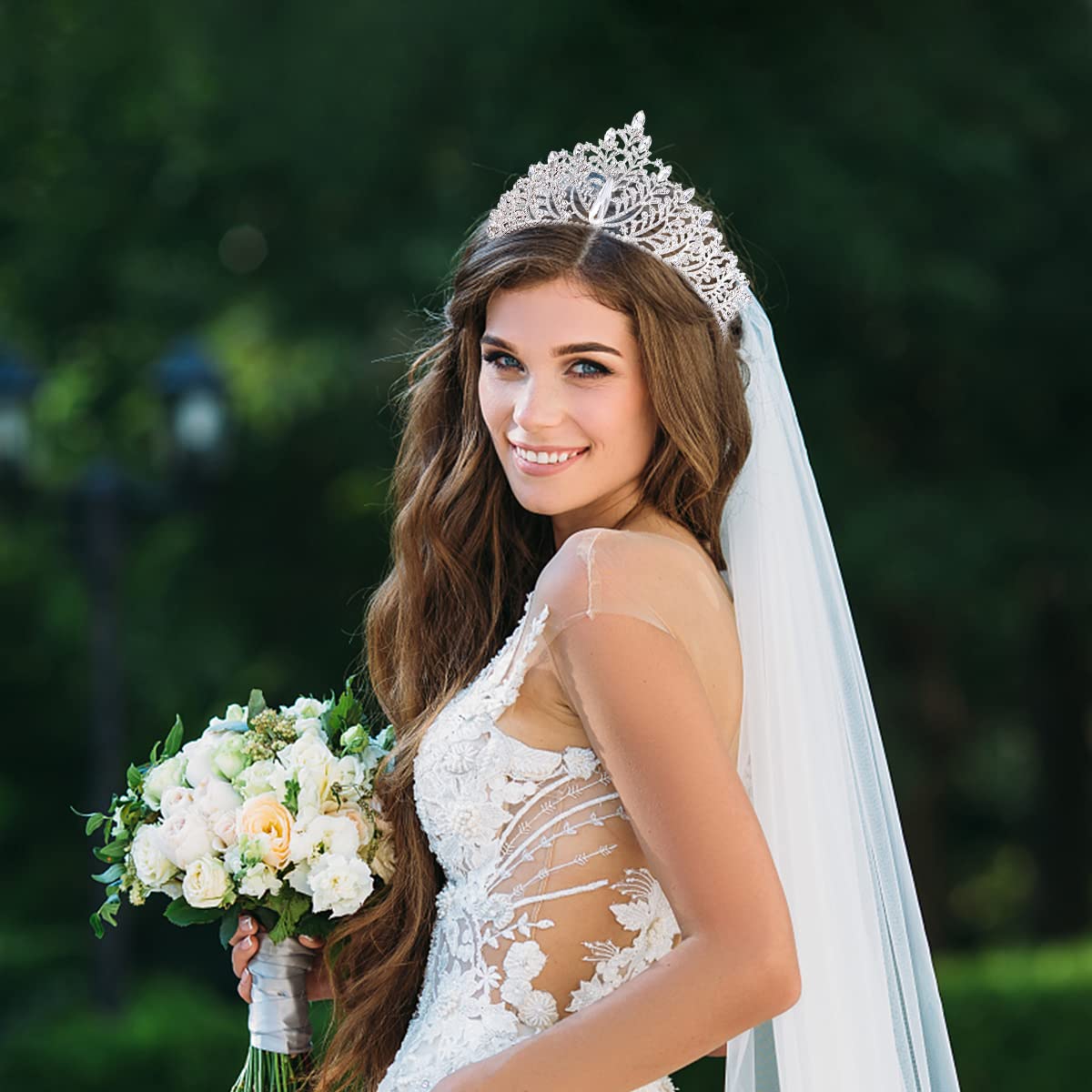 PALAY Women's Crown Tiara Crown Crystal Princess Crown Tiara Parties Crown for Ladies Girls Bride Hair Accessories Tiara Maternity Photoshoot For Girls