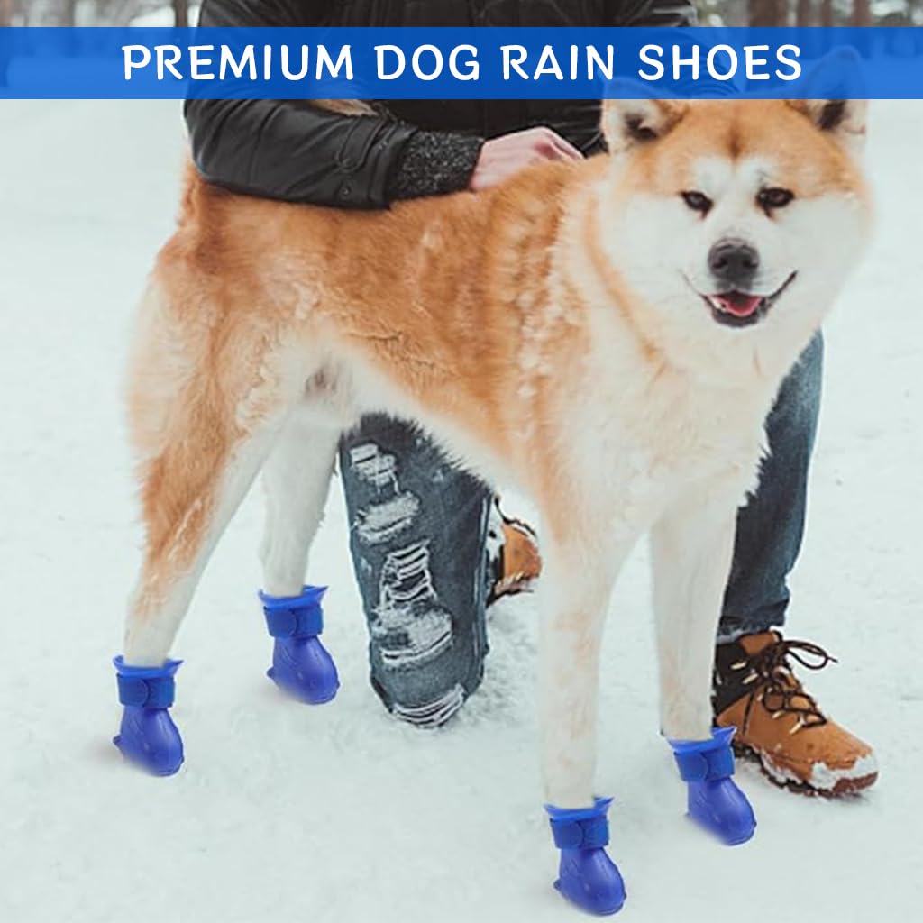 Qpets Cat Dog Rain Shoes, Waterproof Dog Rain Shoes Cat Dog Nail Clipping Anti-Scratch Shoes, Dog Palm Shoes Anti-slip TPE Walking Shoes for Dog with Adjustable Closure Design (L*W=6*4.5CM)