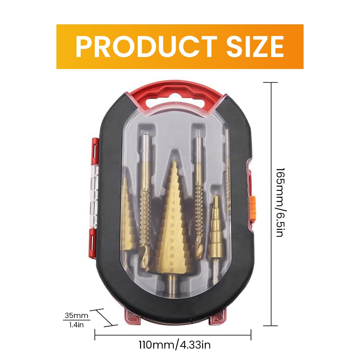 Serplex 6PCS Step Drill Bits Set, HSS High Speed Steel for Stainless Steel, Metal, Wood, Plastic Drilling 4-32MM/4-20 MM/4-12MM/6MM/8MM/3MM with Case for Woodworking, DIY Lovers