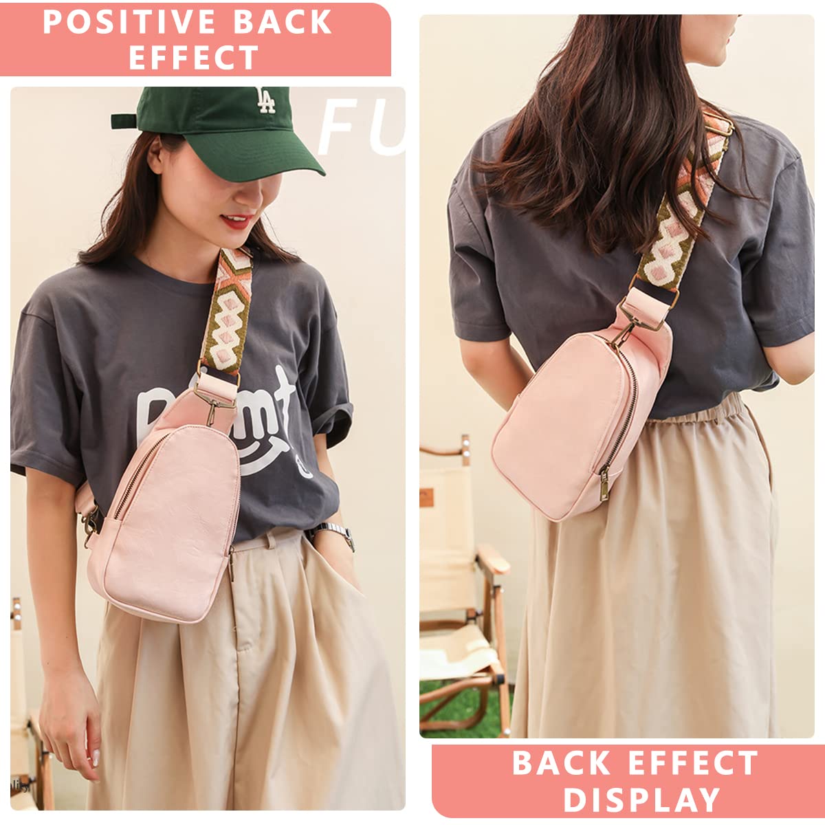 PALAY Cross-Body Chest Bag PU Phone Bag for Women Shoulder Bag with Adjustable Strap Sling Bag, Shoulder Bag for Daily Commuting, Travel(pink)
