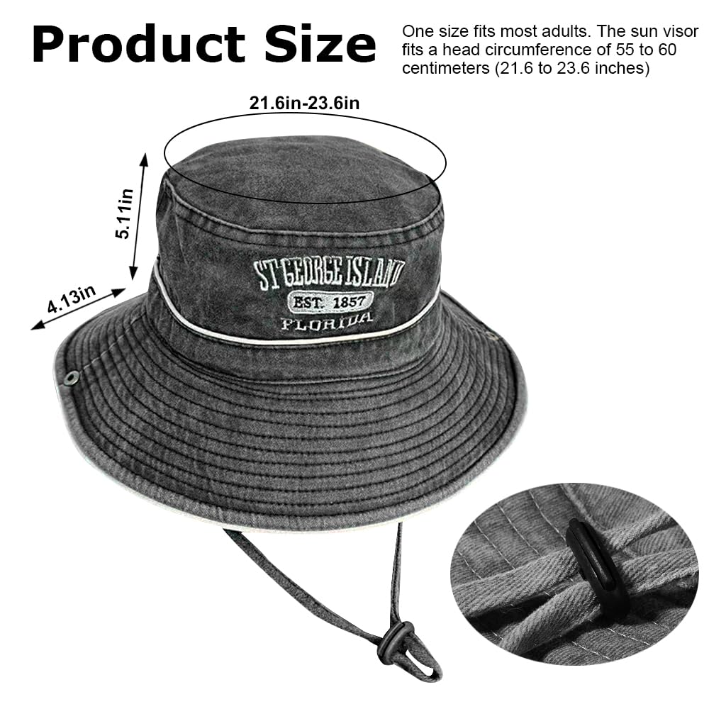 PALAY Cowboys Bucket Hat for Women and Girls Stylish Breathable Wide Brim Sun Hats for Women Letter Embroidery Beach Hat for Women Summer for Outdoor, Travel, Camping, Picnic Black