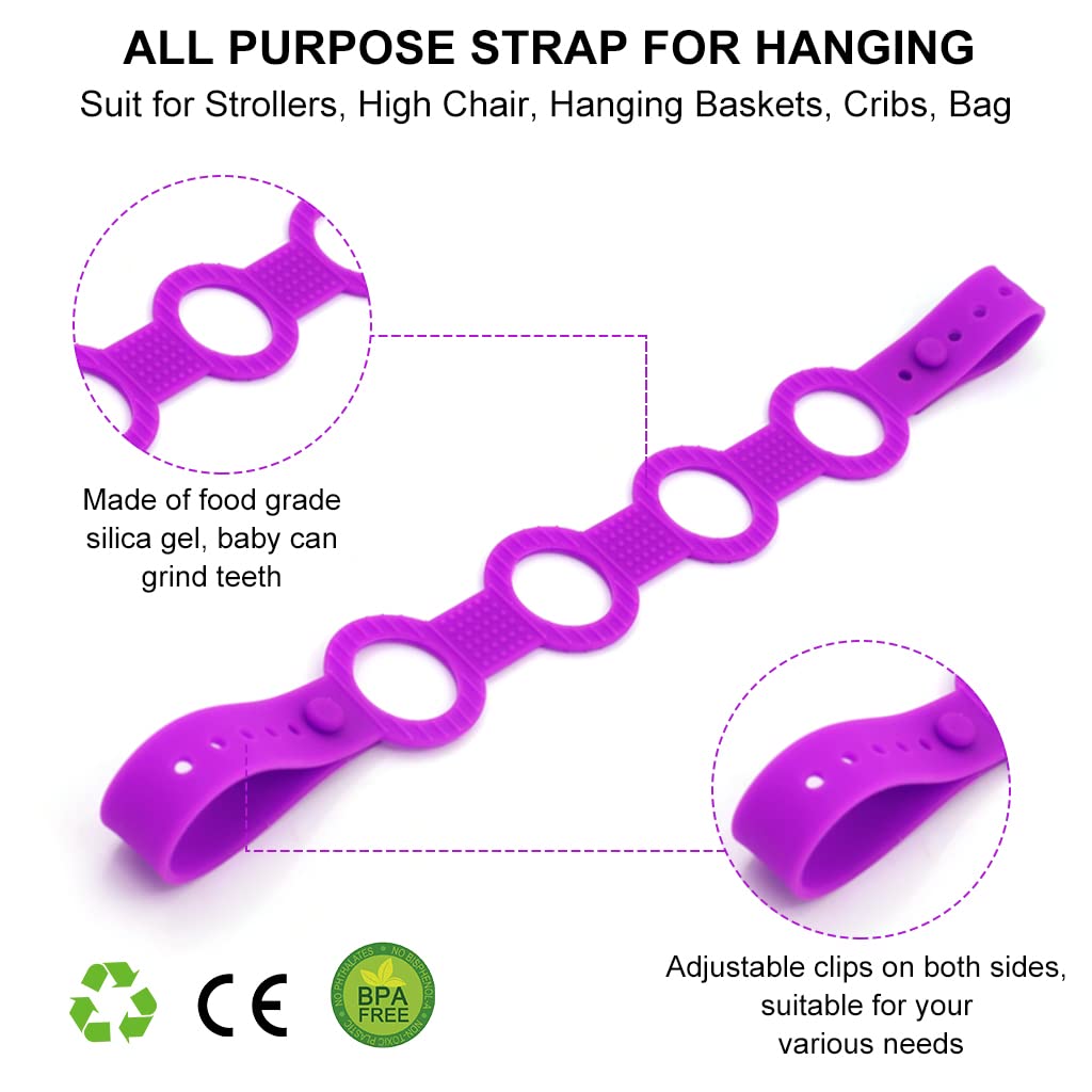 SNOWIE SOFT 2Pcs Pacifier Chain for Baby Present, Teether Toy Pacifier Anti Lost Clip Teething Toy, Food Grade Silicone Pacifier Clips Suit for Strollers, High Chair, Hanging Baskets, Cribs, Bag