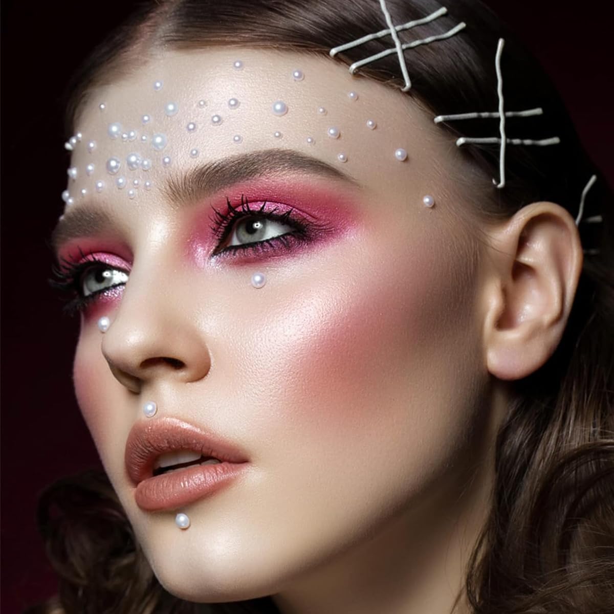 MAYCREATE 5800Pcs Crafts Beads with Storage Case Assorted 7 Sizes Bulk White Beads DIY Craft Beads Flat Back Resin Beads for Nail Art DIY Crafting Beads Painting Art Makeups