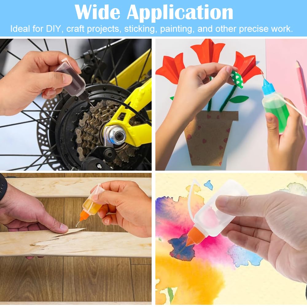 HASTHIP 12Pcs Precision Tip Applicator Bottles Capped Precision Tip Applicator Bottles, 30ml Squeezable Plastic Applicator Bottles Glue Applicator Tips Paint Applicator Bottles for DIY Crafting