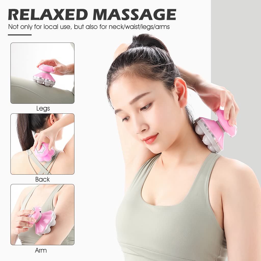 HANNEA Mini Head And Body Massager Vibration Machine, Electric Handheld Massager for Neck Shoulder, USB Recharging Version Powerful 6 Modes for Back Full Body Muscle Pain Relief(without 3AAA Battery)