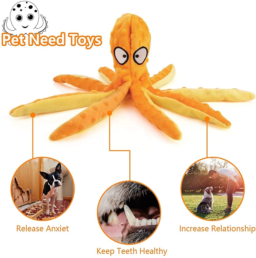 HASTHIP Squeaky Dog Toys with Crinkle Paper for Puppy Teething Durable Dog Chew Toy Funny Interactive Pupper Toys for Small to Medium Dogs Training and Playing Orange