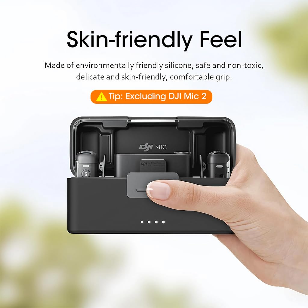 ZORBES Charging Box Case Protective Cover Sleeve for DJI Mic 2, Silicone Cover with Carabiner, Fully Protected Cover Anti-scratch Waterproof Silicone Skin Cover for DJI Mic 2 Wireless Microphone
