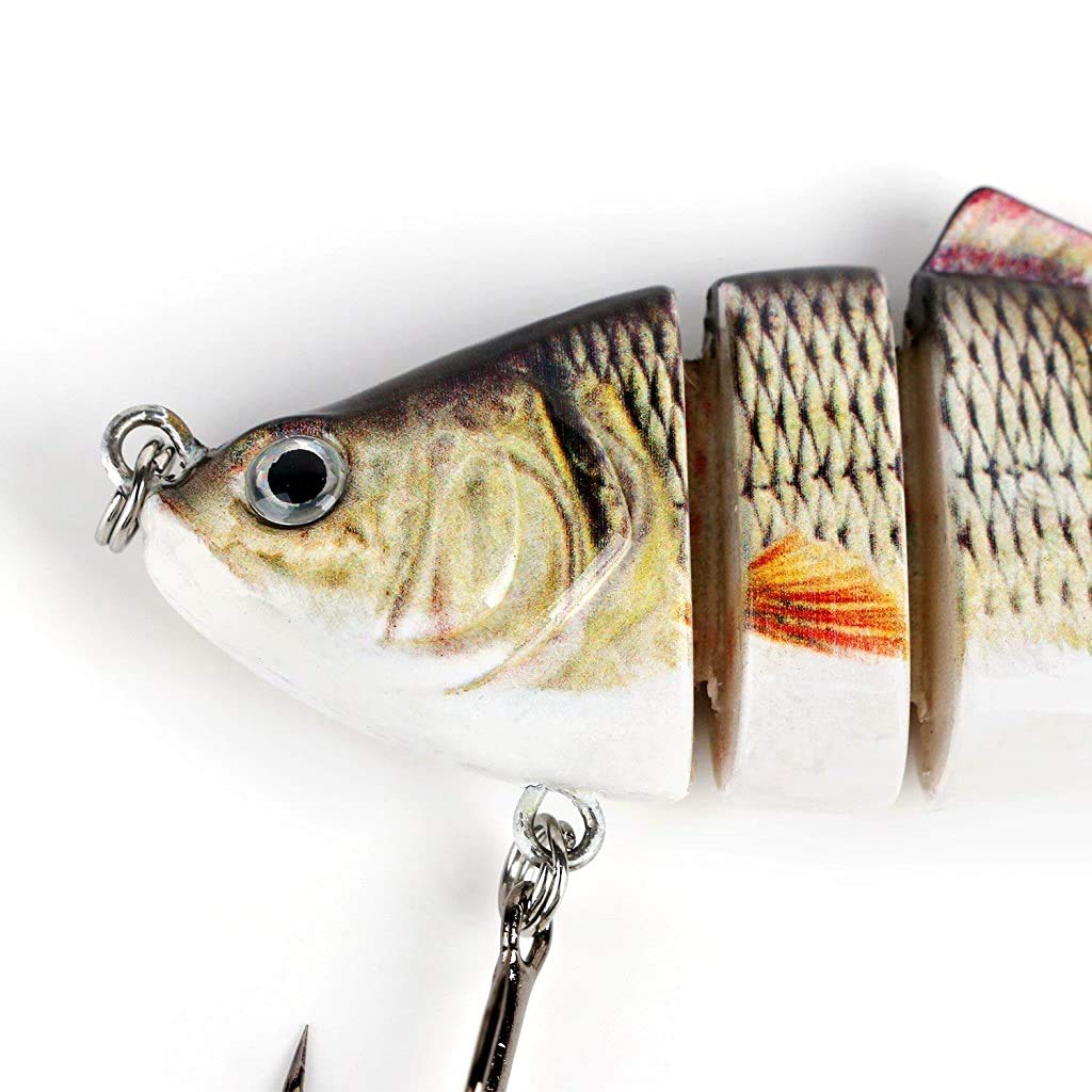 Proberos Fishing Baits, 2 Pack 6 Segments Lifelike Multi-Jointed Swimbait, Hight Quality Hard Bait Fishing Hooks with High Carbon Steel Tackle 6# (10cm/19g)