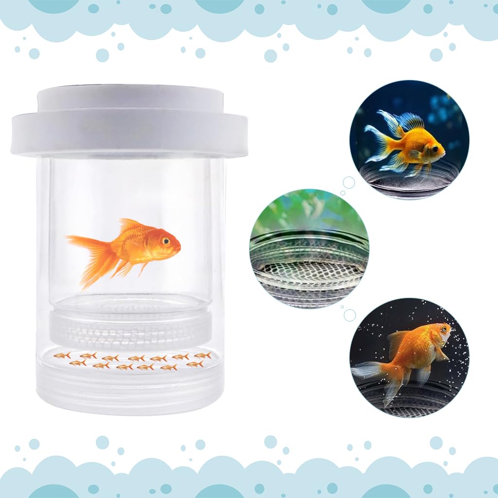 Qpets 2 Sizes Aquarium Betta Fish Breeding Boxes, Modular Incubator Boxes In-Tank Floating Breeding Box Anti-escape PET Plastic Fish Breeding Box with Mesh Screen