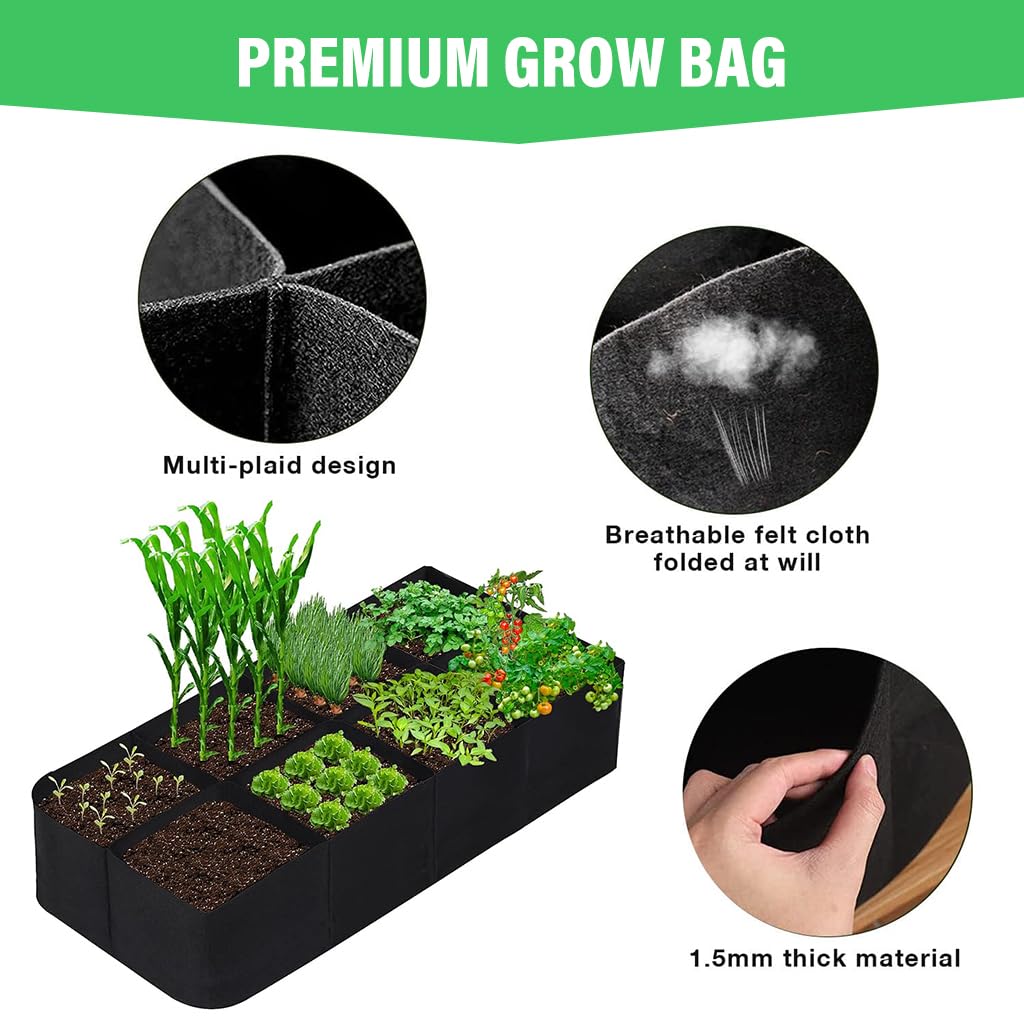 HASTHIP 8 Grids Seeding Tray for for Growing Vegetables Potatoes Flowers, Reusable Breathable Fabric Germination Plant Tray, Planter Raised Bed