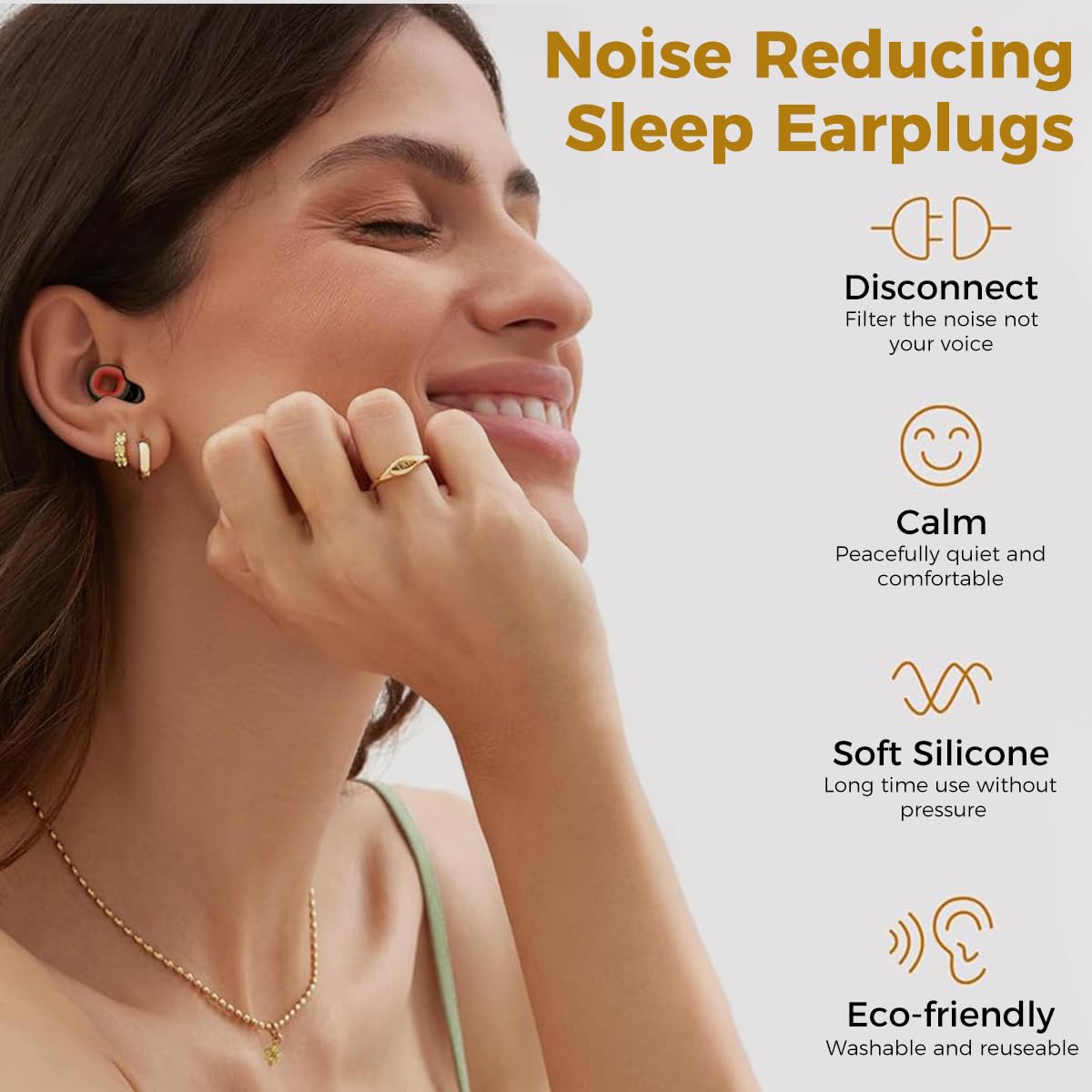 HANNEA Ear Plugs for Sleeping Noise Cancelling, Soft Silicone Hearing Protection Ear Plugs, Reusable Hearing Protection in Flexible Silicone for Sleep, Noise Sensitivity