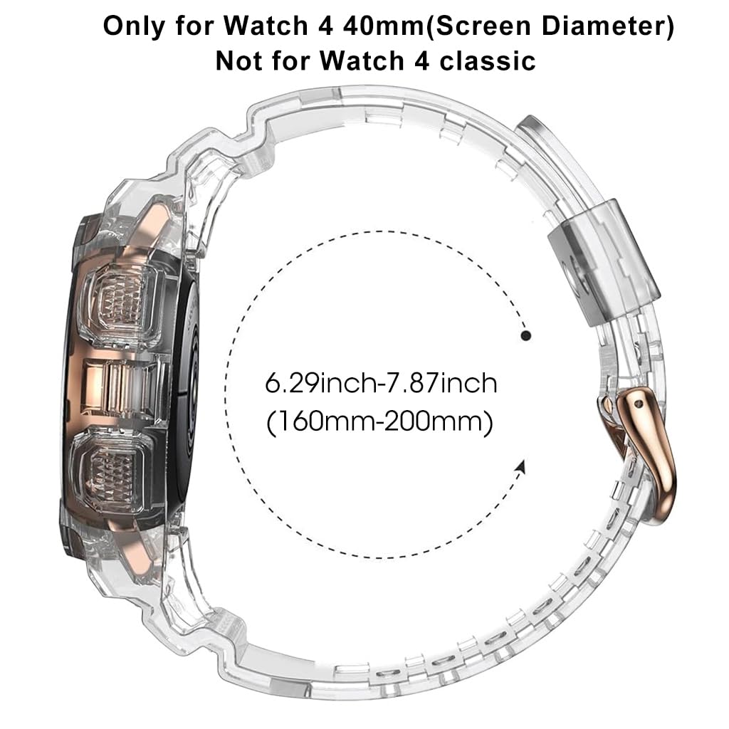 ZORBES Watch Band TPU Smart Watch Strap for Samsung Galaxy Watch 4 40mm Adjustable Size Wristband Fashion Clear Watch Bands for Samsung Galaxy Watch 4