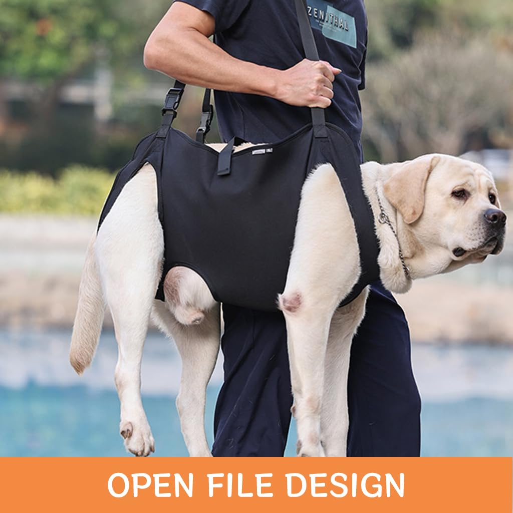Qpets Dog Lift Harness, Walking Assistant Lifting Harness Dog Walking Support, Adjustable Length and Size Dog Walking Assistant Harness for Aging Dog, Disabled, Injured Dog (XL)