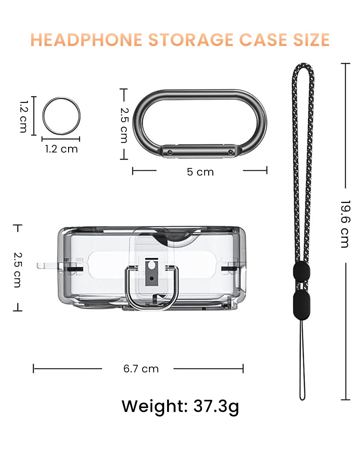 ZORBES Protective Case for Nothing Ear 2, Shockproof PC Case for Nothing Ear 2 Charging Case, Safety Buckle Design, Fashion Transparent Protective Skin Cover with Lanyard and Keychain