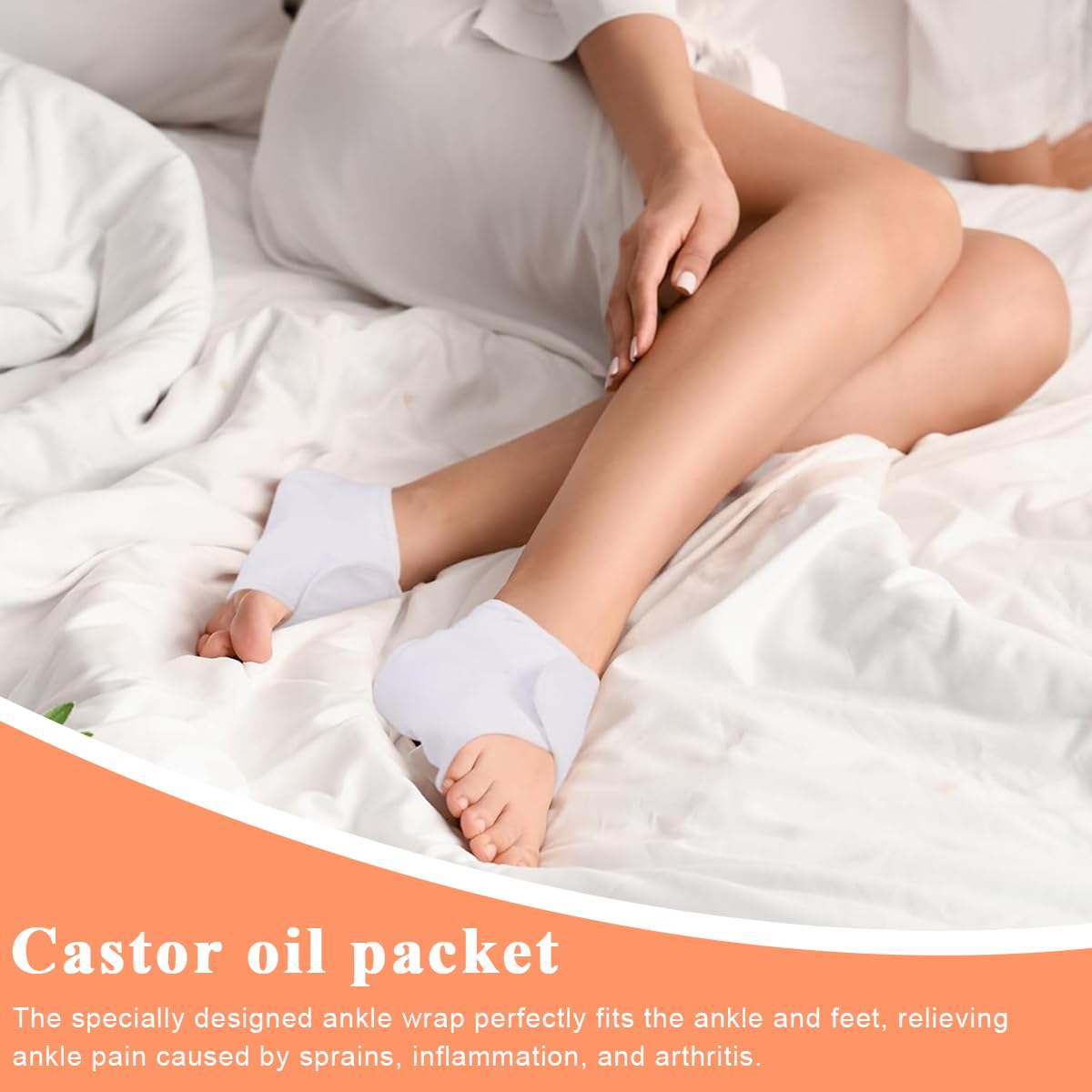HANNEA 2Pcs Castor Oil Pack Wrap for Ankle, Reusable Castor Oil Pack Wrap for Feet Castor Oil Compress for Women & Men Ankle Support Plantar Fasciitis Relief