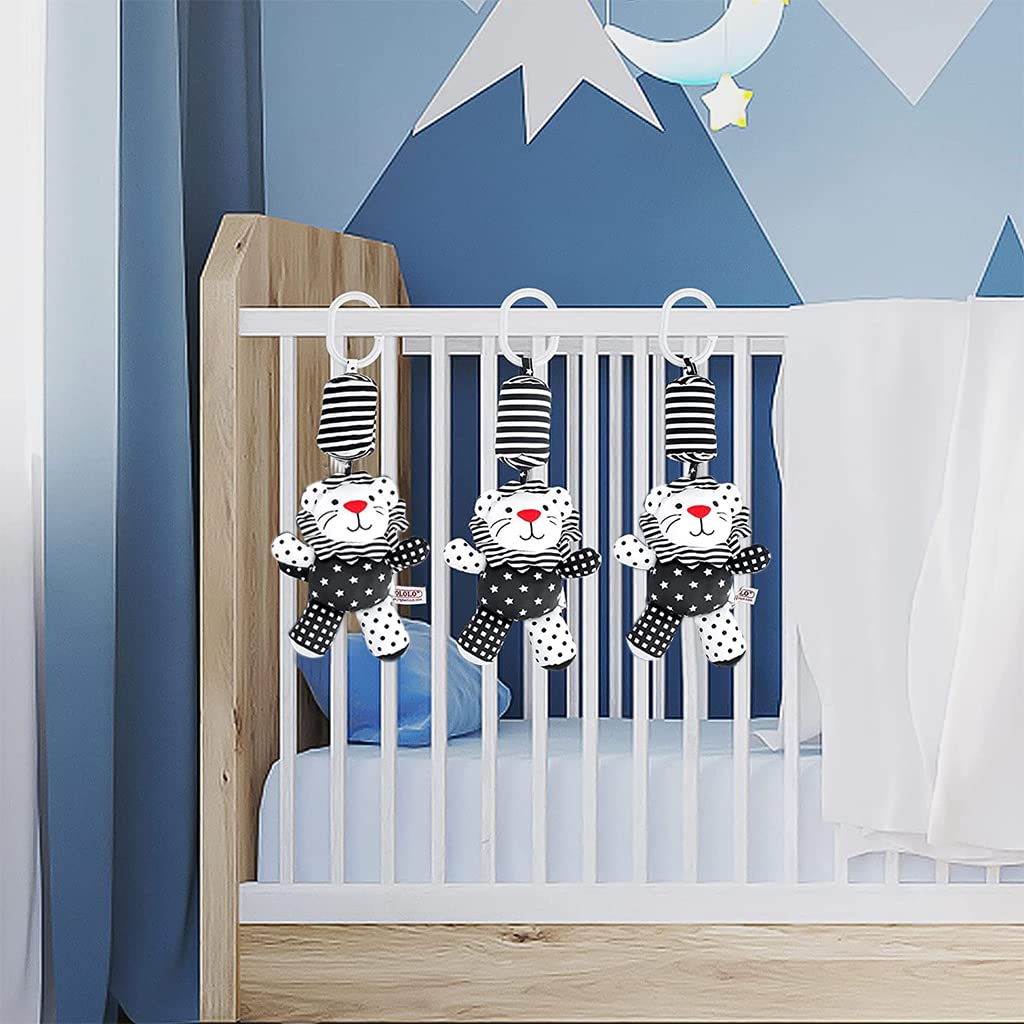 PATPAT Baby Toy Car Toy for Kids, Rattle Toy Stuffed Toy Hanging Rattle Toys, Crib Toy Car Seat Travel Stroller Soft Plush Toys with Sound, Best Birthday Gift for Newborn 0-18 Month