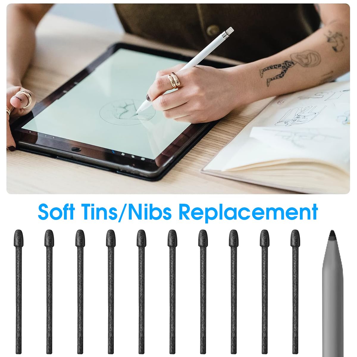 ZORBES 10pcs Remarkable Pen Tips, Replacement Pen Nibs High Sensitive Sleek Remarkable Pen Tips for Marker Pen/Marker Plus Pen, Remarkable Pen and Remarkable Plus