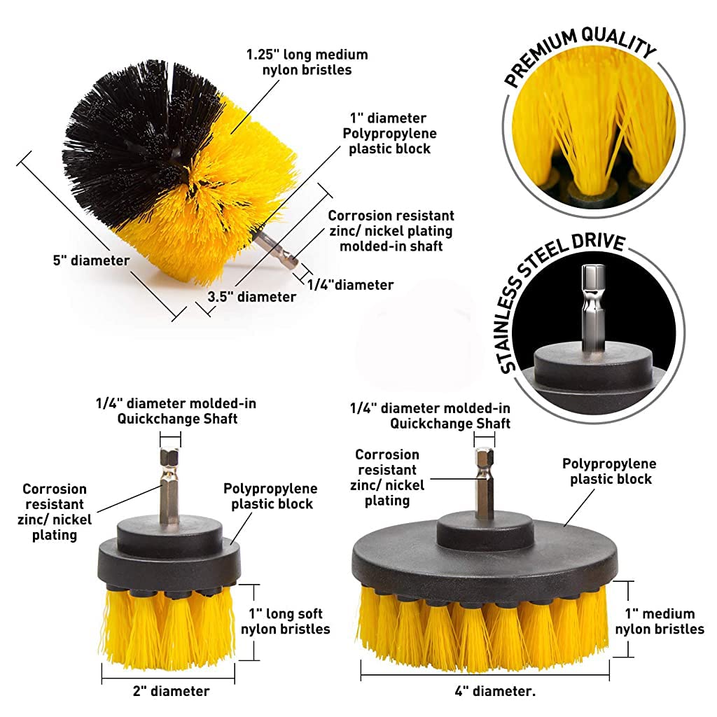 STHIRA 8PCS Power Drill Scrubber Brush Set, Drill Brush Attachment Set, Scrubber Brush Scrub Pads for Bathroom Surfaces, Floor, Tub, Shower, Grout, Tile, Corners (Without Drill Machine)