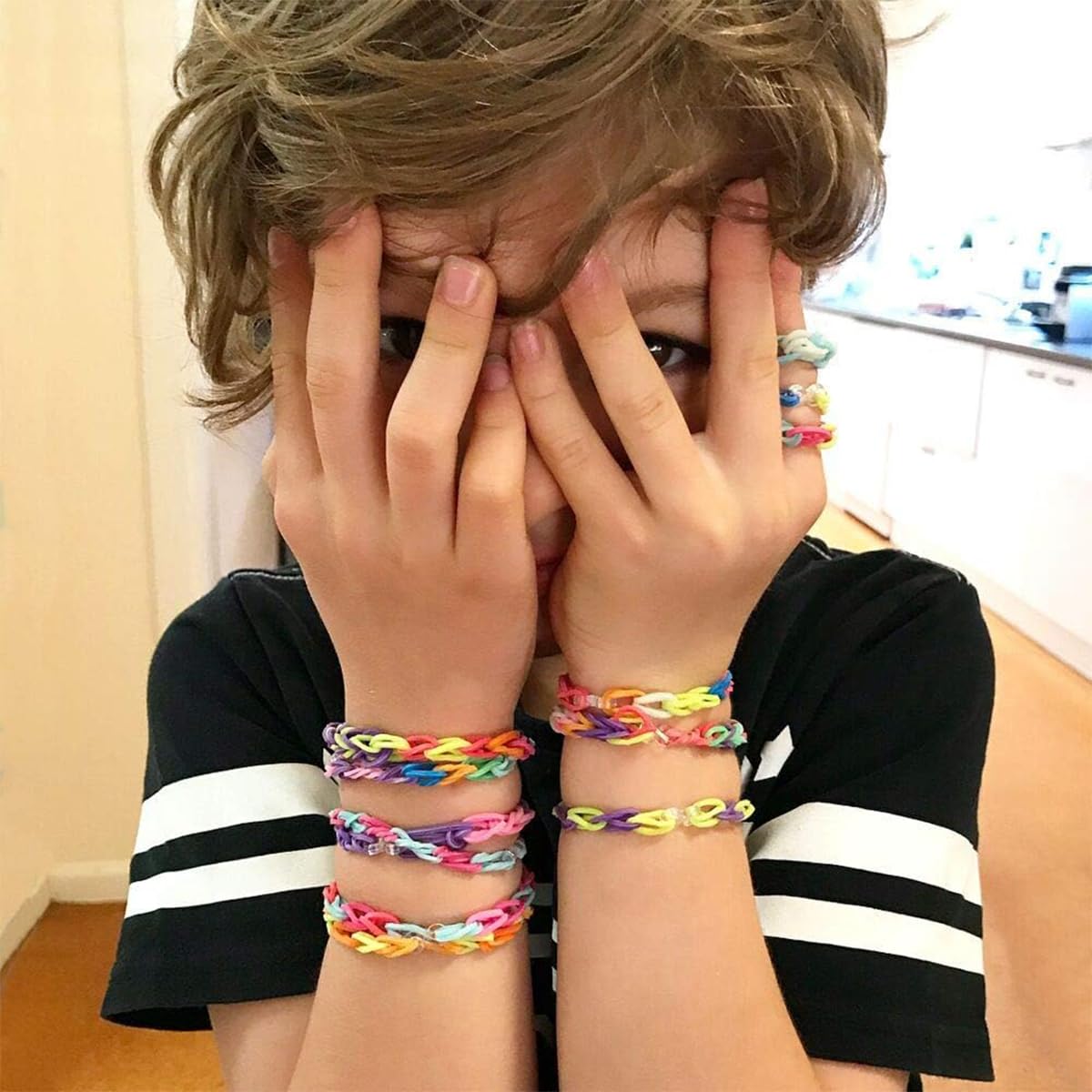 PATPAT 5400+ Loom Band Kit Colorful Rubber Band Bracelet Refill Set Includes 12 Color Loom Bands Kit, 300 S-Clips, 15 Lovely Charms and 6 Crochet Hooks Kits for Kids