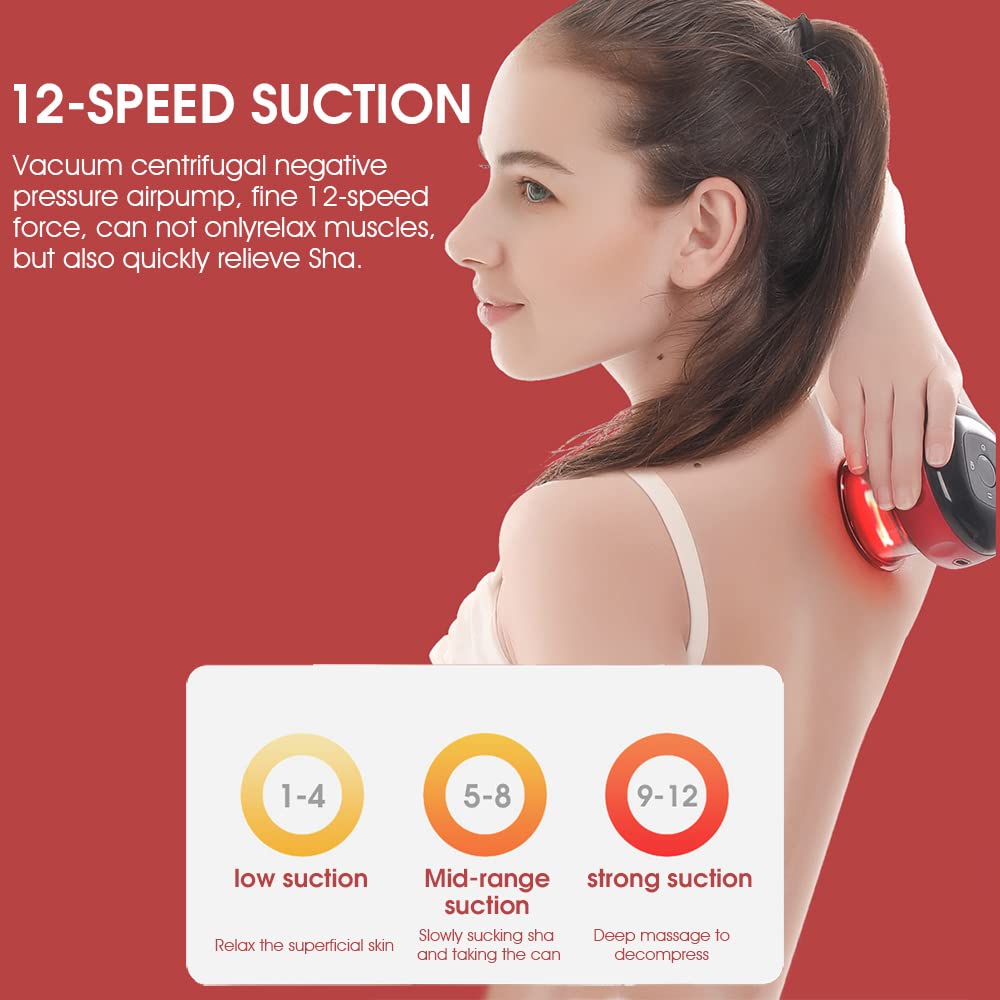 HANNEA 3 in 1 Cupping Set, Electric Cupping Therapy Set Gua Sha Massage Tool Cellulite Massager, Back Massager with Infrared Heat Rechargeable Vacuum Therapy Machine For Women