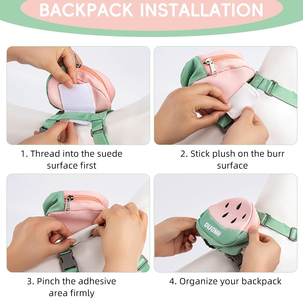 Qpets® Dog Harness Vest, Cute Puppy Dog Harness with Removable Zipper Pouch & Dog Leash, 4-Way Adjustable Dog Vest Harness Quick Release for Small Dog Cat Harness, S