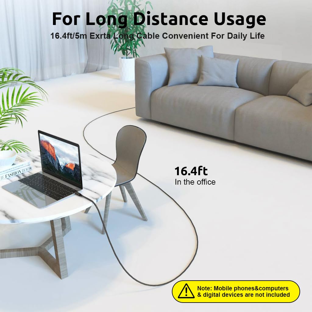 Verilux Type C to Type C Cable, 16.4Ft PD 60W Fast Charging USB C Cable, 480Mbps Data Transfer Cable Nylon Braided C to C Type Cable for MacBook Pro 2020, iPad Pro 2020, iPad Air 4, Samsung S23