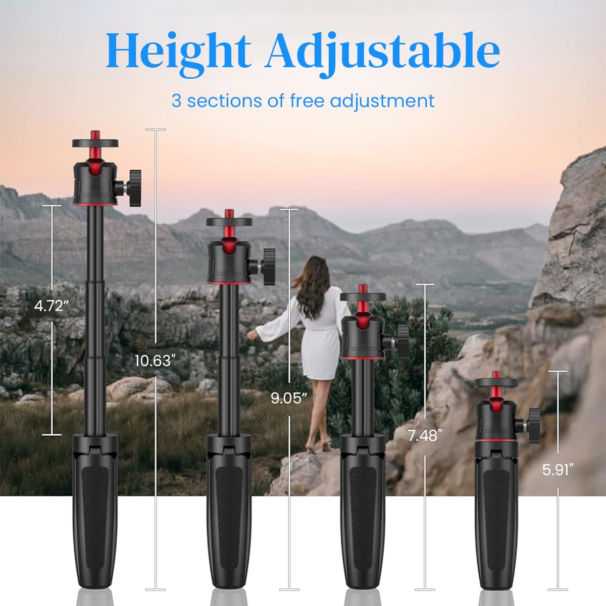 ZORBES Magnetic Cell Phone Tripod Support MagSafe Retractable Phone Tripod Holder Portable Travel Cell Phone Tripod 360 Degree Adjustable Phone Tripod for Filming, Livestream