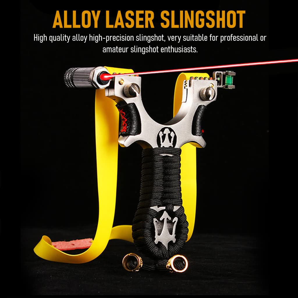 Proberos Slingshot Set with 200 Slingshot Beads and Laser Aime and 2pcs Gulel Rubber, Premium Alloy High Precision Slingshot Catapult for Outdoor Games, Outdoor Toys