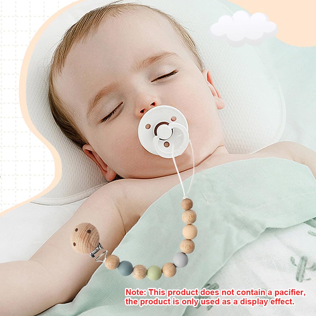 SNOWIE SOFT 2Pcs Pacifier Chain with Pacifier Clips and Storage Bag, Baby Teether Holder Belt Pacifier Clip for Baby Present, Teether Toy Pacifier Anti Lost Clip Teething Toy