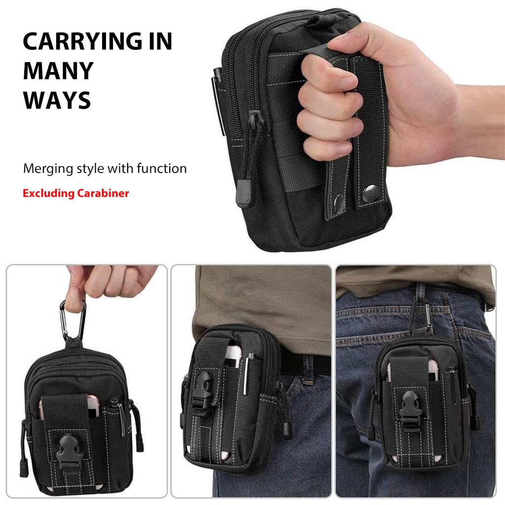 GUSTAVE Tactical Waist Bag for Men, Oxford Cloth Mobile Pouch Mini Bag EDC Outdoor Gadget Pocket Double Layer Lightweight Waist Gadget Bag Zipper Pouch for Keys, Tools, Pen, Phone