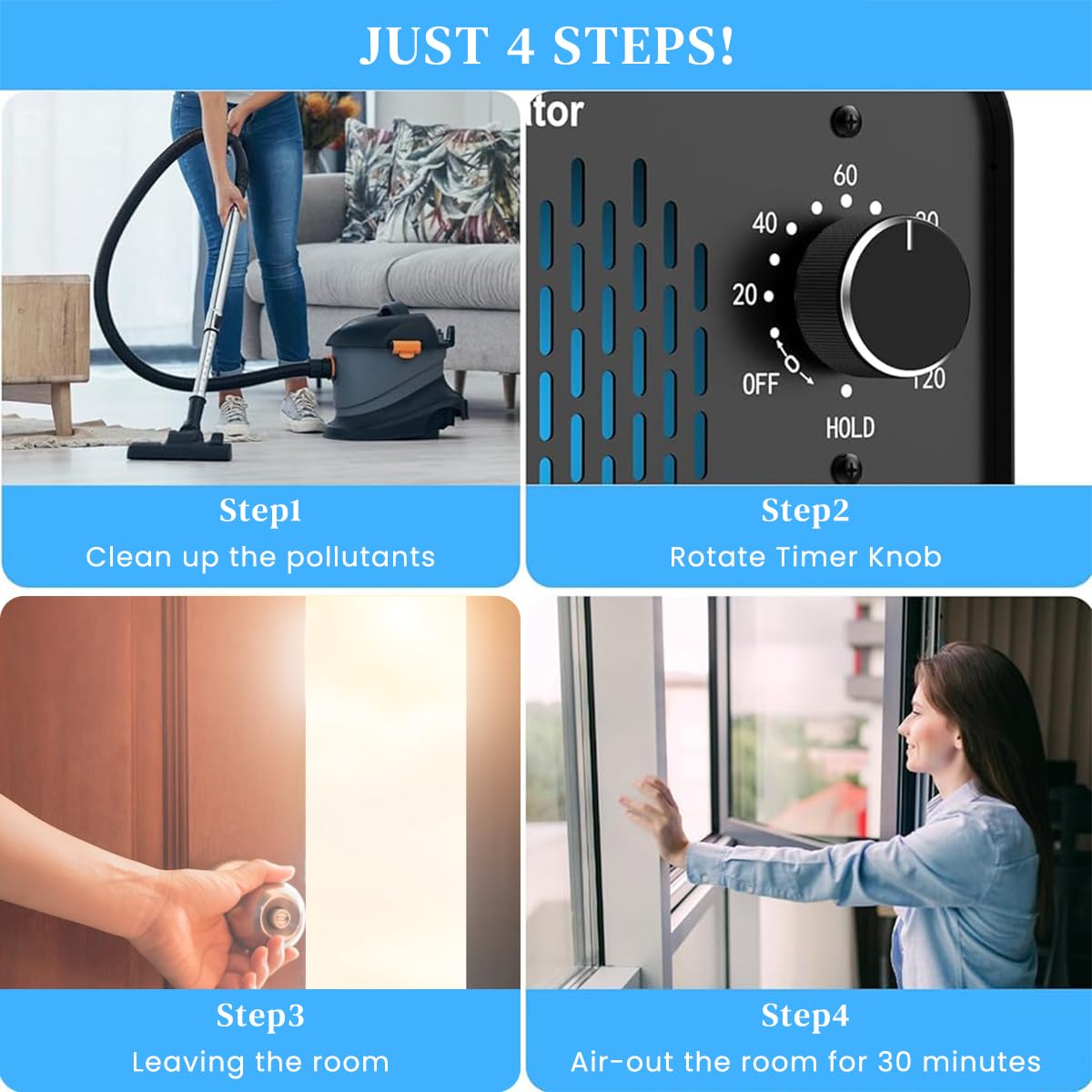 HANNEA Portable Ozone Generator 20, 000mg/h High Capacity Ozone Machine Ozone Disinfection Machine Home Ozone Generator for Water Treatment, Air Purification, Odor Removal