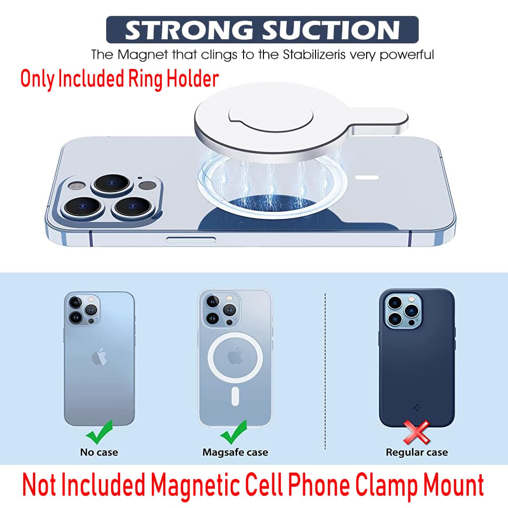 ZORBES DJI Magnetic Ring Clamp Holder, Magnetic Cell Phone Clamp Mount for DJI OM, DJI Mag-safe Ring Holder for Mag-safe DJI OSMO 6/ OM 5/ OM 4/ OM 4 SE Adapter Mount Compatible with DJI Osmo Gimbal Stabilizer