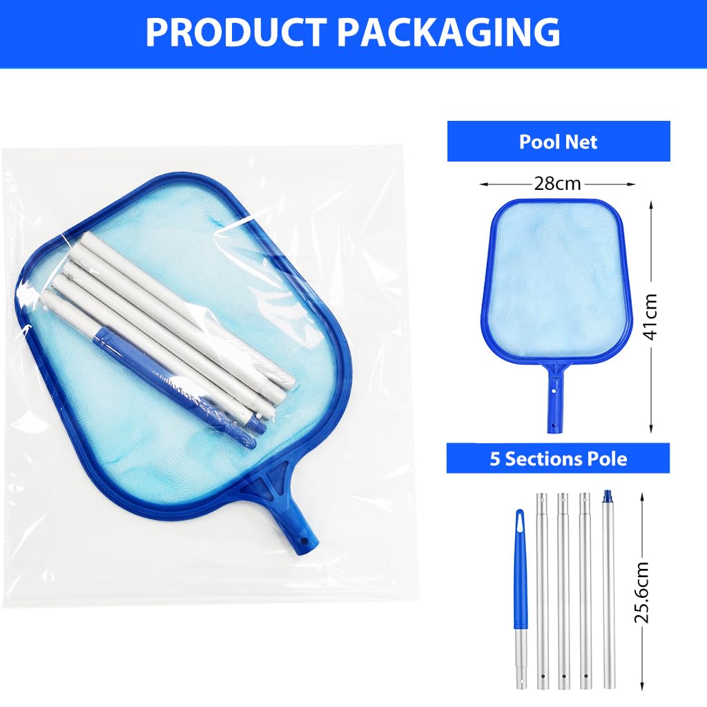 Optifit Pool Leaf Skimmer Cleaning Net, Swimming Pool Cleaner Supplies for Efficient Leaf & Debris Removal, Ideal for Home Pools, Spas & Ponds Cleaning (1.6m)