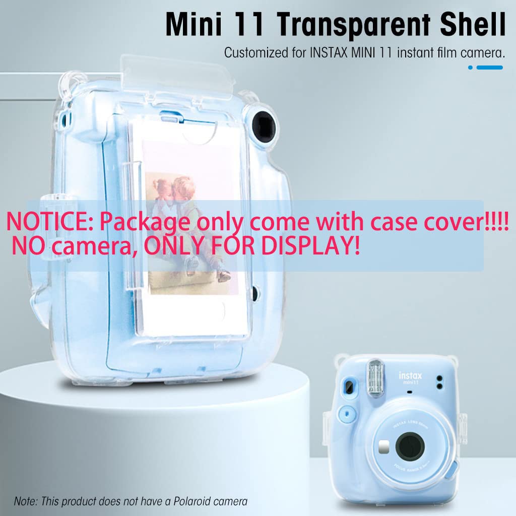ZORBES Instax Mini 11 Case Cover, Crystal Protective Camera Case for Fujifilm Instax Mini 11, with Flim Sheet Holder, Easy Install Shell Cover with Shoulder Strap for Intex Camera Mini 11 (case only