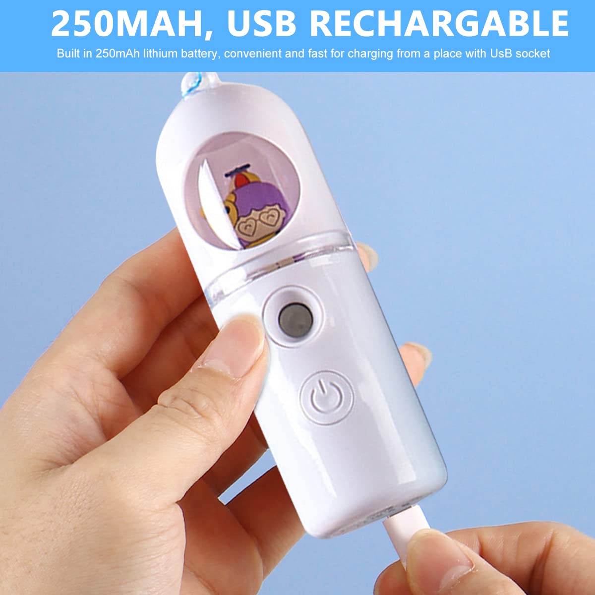 MAYCREATE Nano Facial Mist Sprayer, Cute Nano Mist Spray Steamer, Portable Face Spray Machine for Women Girls, Skin Care Moisturizing & Hydrating for Face, Daily Makeup (30ml Tank, USB Rechargeable)