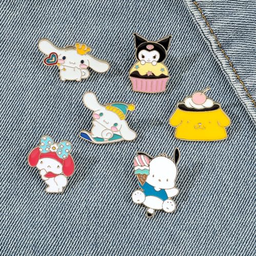 SANNIDHI 9Pcs Brooch Pin for Women Girls Anime Cute Kuromi Cinnamoroll Bag Charms Safety Buttons Brooch Enamel Pins Sanrio Kitty Brooch for Kids Girls Clothing Jackets Hat Accessories