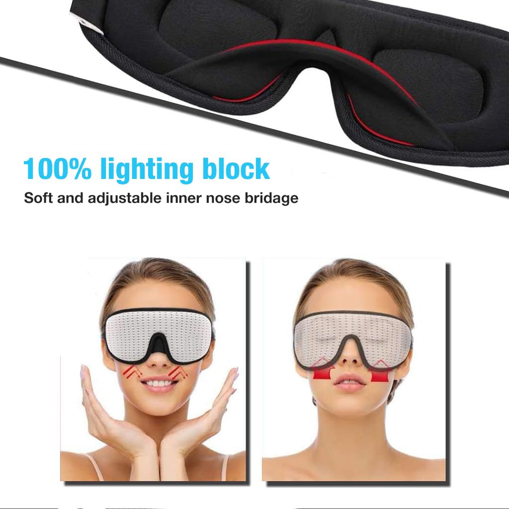 ZIBUYU Sleep Eye Mask Travel Eye Mask for Sleeping 3D Light Blocking Flight Travel Eye Mask Breathable Memory Foam Eye Mask with Adjustable Strap Portable Sleep Eye Mask for Home, Office, Travel