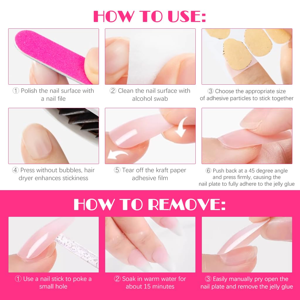 MAYCREATE 10 Sheets Double Side Nail Adhesive Tabs, Nail Glue For Press On Nails with Nail File and Nail Sticks, Press on Nails Sticky Tabs Nail Glue Sticker