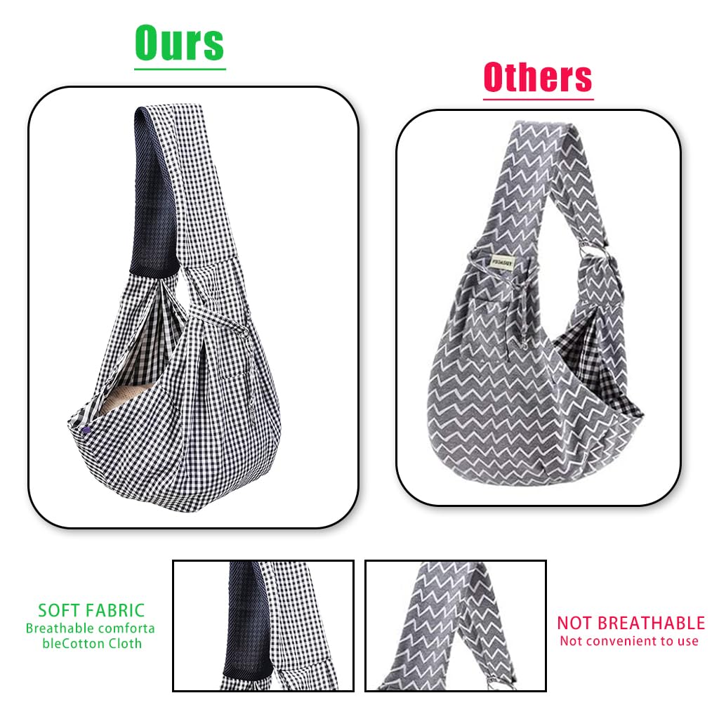 Qpets Small Dog Carrier Bag, Foldable Outdoor Cat Dog Backpack Sling Bag, Crossbody Pet Bag Adjustable Strap Dog Carrier Bag with Snap Button Shoulder Bag (Suitable for 7.5kg Below)