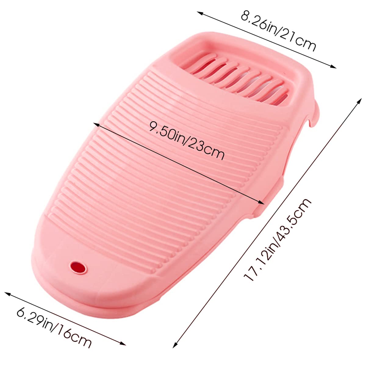 HASTHIP Washboard for Washing Clothes Anti-Slip Hand Wash Board with Soap Holder Clothes scrubbing tub Pad Hangable Laundry Board for Underwear Kid Clothes 44 * 21cm (Pink)